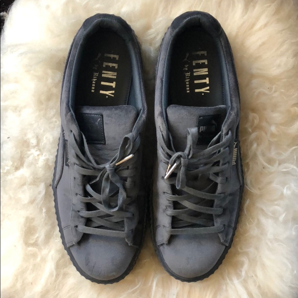 PUMA by Rihanna Gray Suede Platform Sneakers